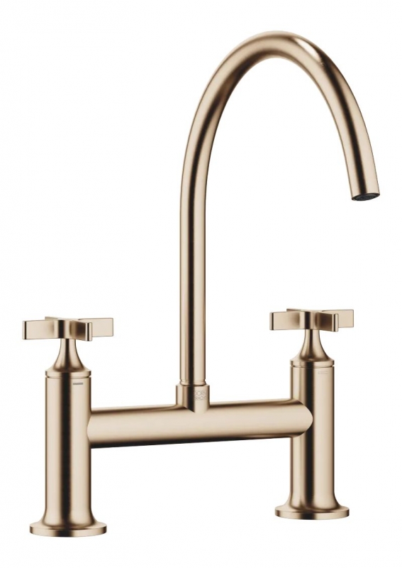 Dornbracht VAIA two-hole bridge mixer for sink/professional shower - brushed champagne, 19825809-46