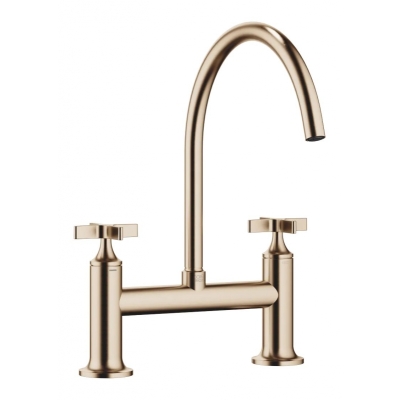 Dornbracht VAIA two-hole bridge mixer for sink/professional shower - brushed champagne, 19825809-46