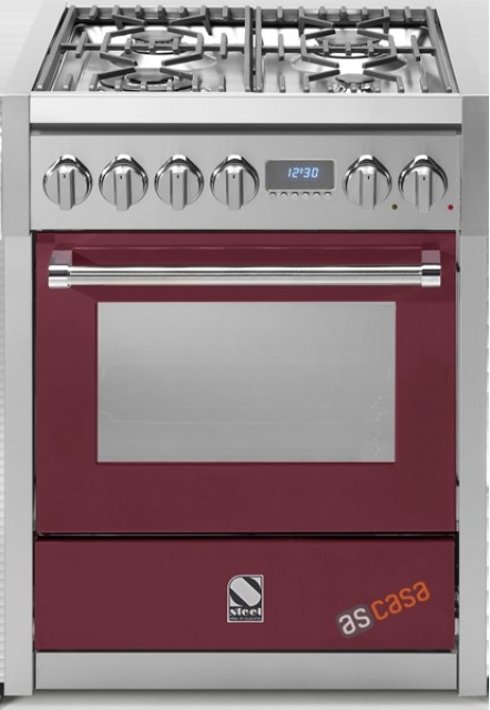 Steel Genesi 70, range cooker, 70 cm, Combisteam, color Bordeaux, G7S-4BR, with 5 year guarantee!