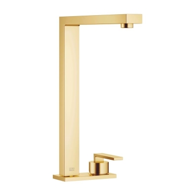 Dornbracht Lot single lever mixer, two-hole mixer with cover plate, high pressure, brushed brass, 32843680-28