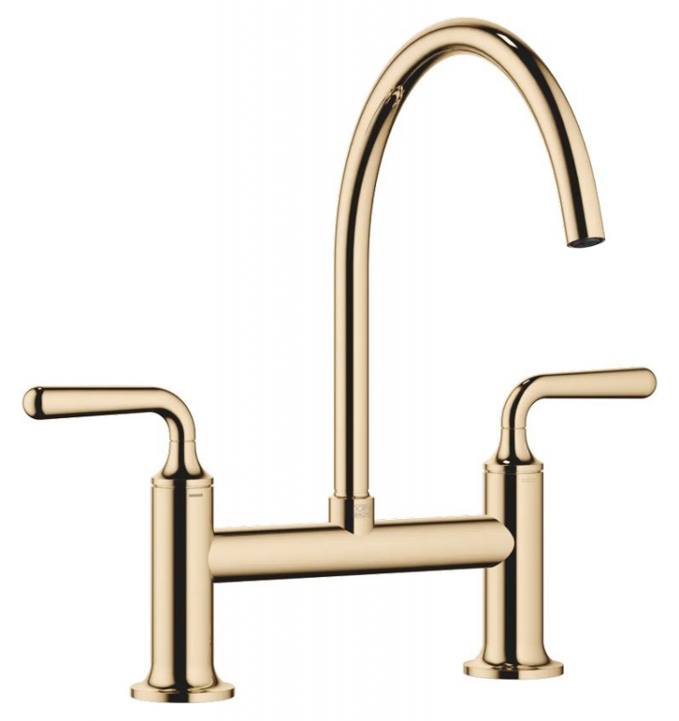 Dornbracht VAIA two-hole bridge mixer for sink/professional shower - brass (23kt gold), 19815809-09