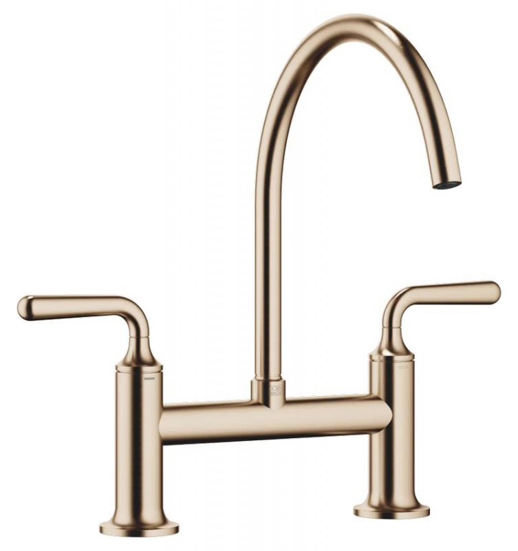 Dornbracht VAIA two-hole bridge mixer for sink/professional shower - brushed champagne, 19815809-46