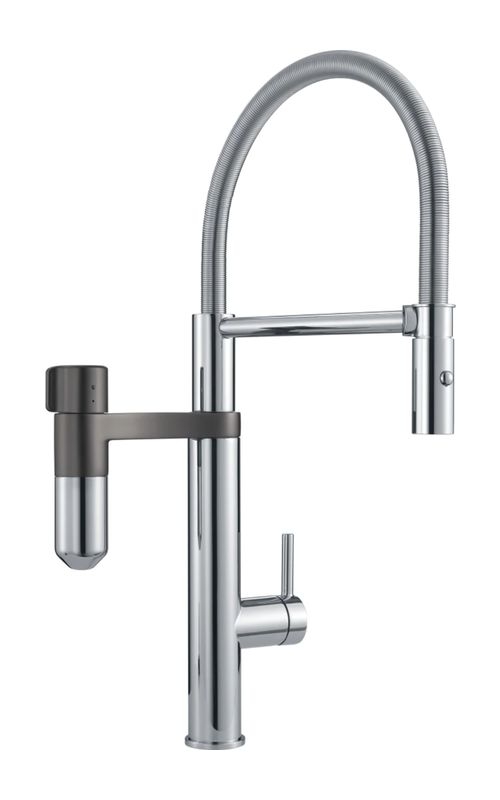 Franke Vital Semi-Pro shower single lever mixer with filter, high pressure hose shower, chrome gun metal, 120.0621.230