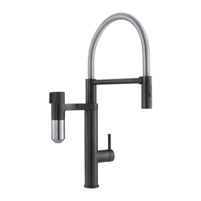 Franke Vital Semi-Pro dušisegisti ühe hoovaga filtriga, kõrgsurvevoolikuga dušš, tööstuslik must / roostevaba teras, 120.0621.313