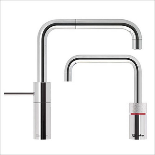 Quooker Nordic Square Twintaps, PRO3-VAQ, shiny chrome, 3NSCHRTT, 7 YEAR WARRANTY