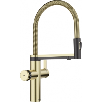 Blanco Choice Icona, фиксированный излив высокого давления, сатинированное золото PVD, 527658