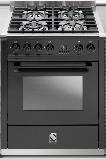 Steel Ascot 70, range cooker, 70 cm, Combisteam, color anthracite, A7S-4AN, with 5 year guarantee!