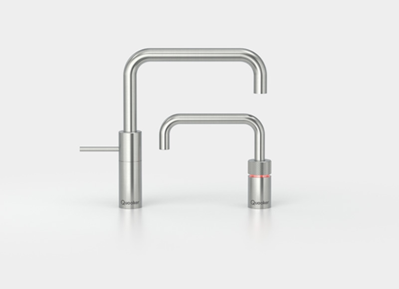 Quooker Nordic Square Twintaps, COMBI + Plus, solid stainless steel, 22+NSRVSTT, 7 YEAR WARRANTY