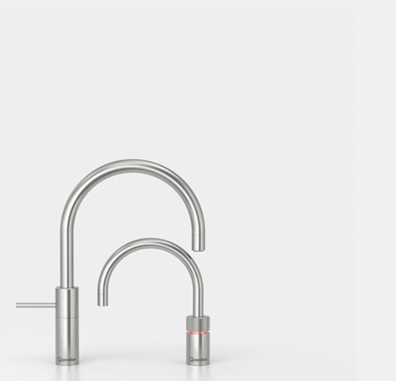 Смесители Quooker Nordic Round Twin, COMBI, цельная нержавеющая сталь, 22NRRVSTT, ГАРАНТИЯ 7 ЛЕТ