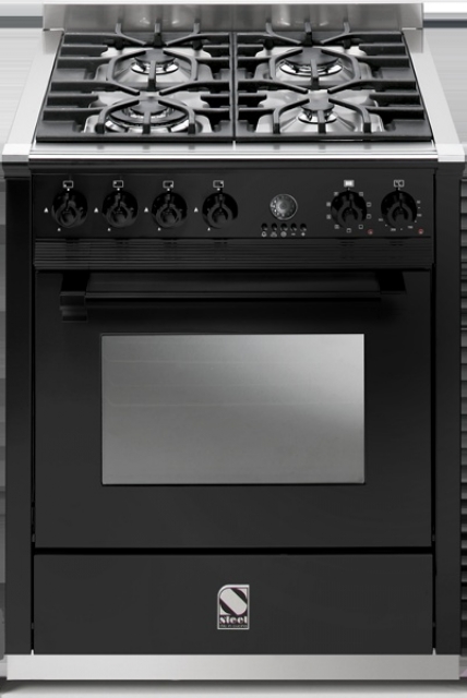 Steel Ascot 70, range cooker, 70 cm, Combisteam, color black, A7S-4BA, with 5 year guarantee!