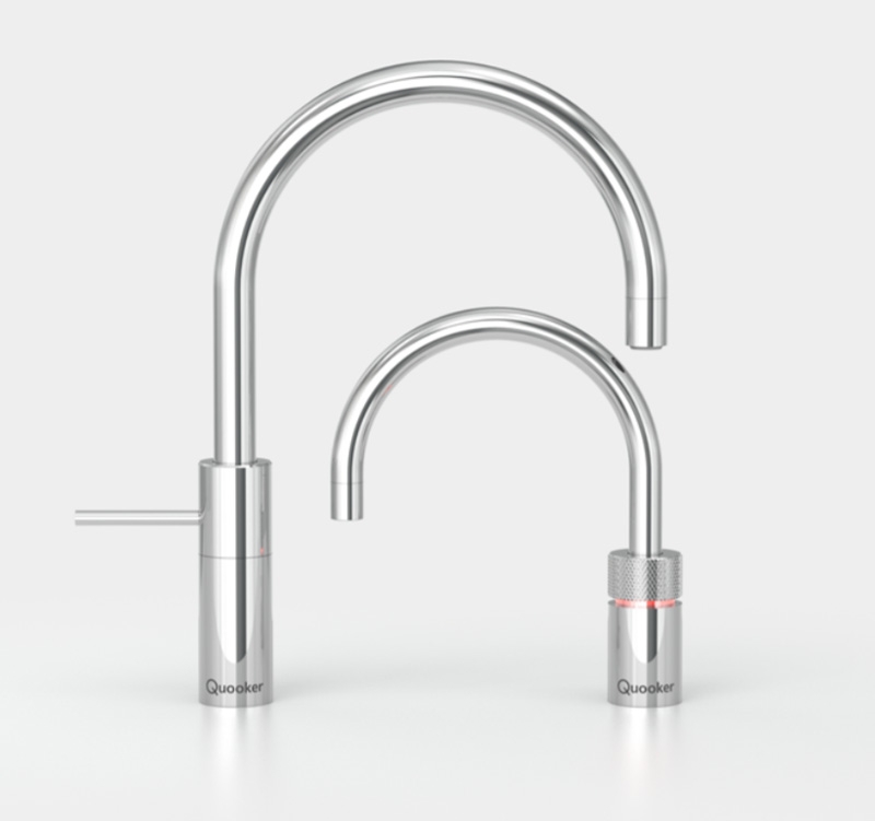 Quooker Nordic Round Twintaps, PRO3-VAQ and Cube *incl. FILTER*, shiny chrome, 7 YEAR WARRANTY, 3NRCHRTTCUBE2