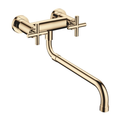 Dornbracht Tara wall bridge fitting with pull-out spout, high pressure, brass, 31151892-09