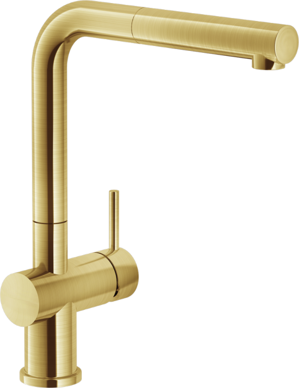 Systemceram LIVE, single lever mixer with pull spout, high pressure, 10477, color matt gold