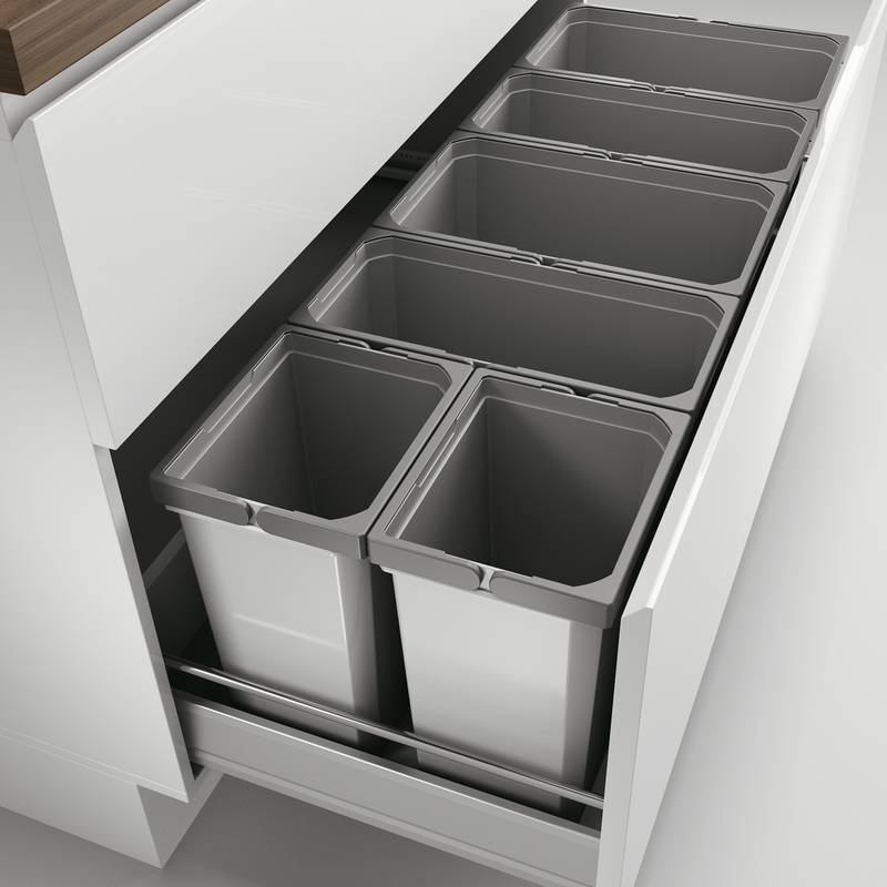 Naber Selectakit Cox Box 350 S / 1200-6, waste system, light gray, with organic lid, 8012428