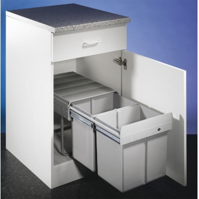 Naber Selectakit Double 2 DS, eest väljatõmmatav jäätmesüsteem, alumiiniumhall, 8010111