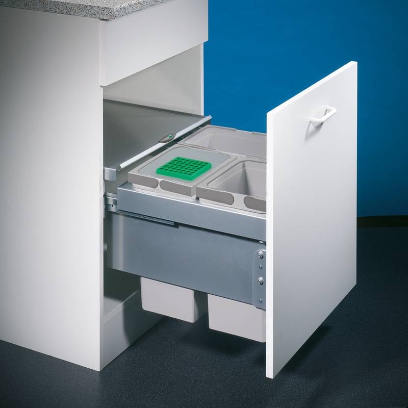 Naber Selectakit Cox Base 360 ​​S/500-3, front pull-out waste system, full extension, light gray, with organic lid, 8012314