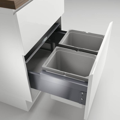 Naber Selectakit Cox Base 360 ​​​​K/600-2, eest väljatõmmatav jäätmesüsteem, helehall, orgaanilise kaanega, 8012403