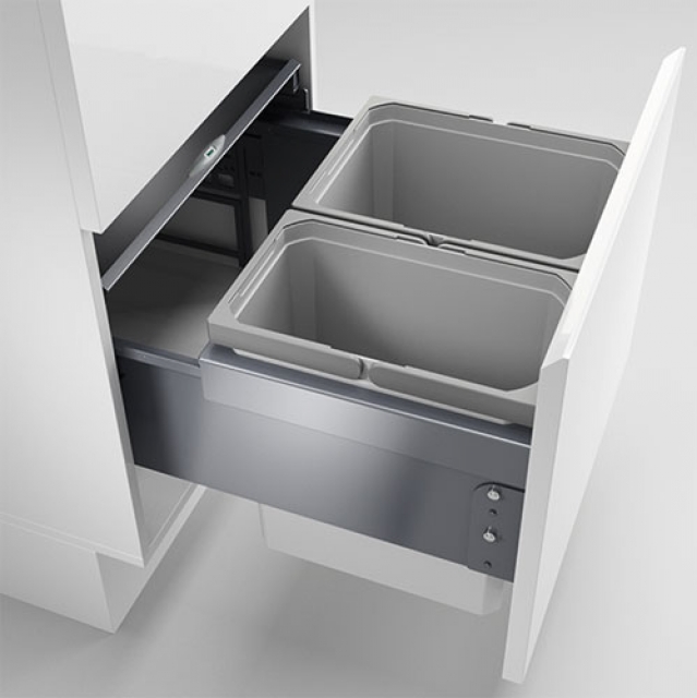 Naber Selectakit Cox Base 360 ​​K/500-2, front pull-out waste system, light gray, with organic cover, 8012401