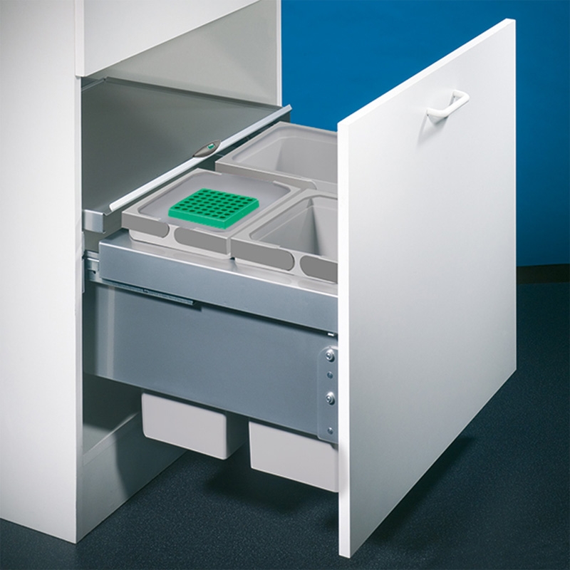 Naber Selectakit Cox Base 360 ​​S/600-3, front pull-out waste system, with organic cover, light gray, 8012315