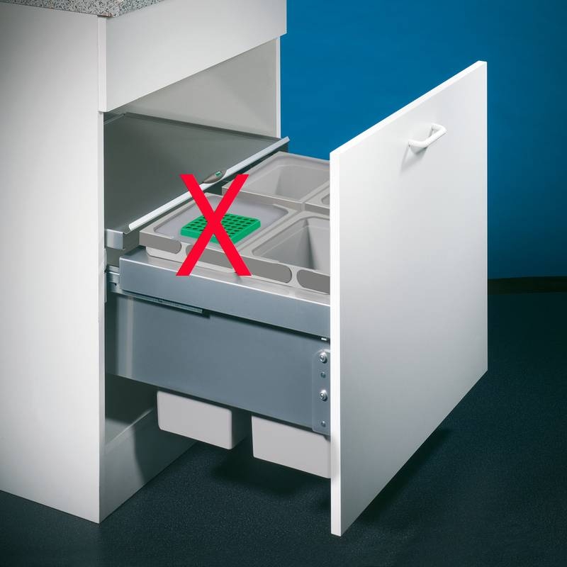 Naber Selectakit Cox Base 360 ​​S/600-4, front pull-out waste system, full extension, light gray, without organic cover, 8012316