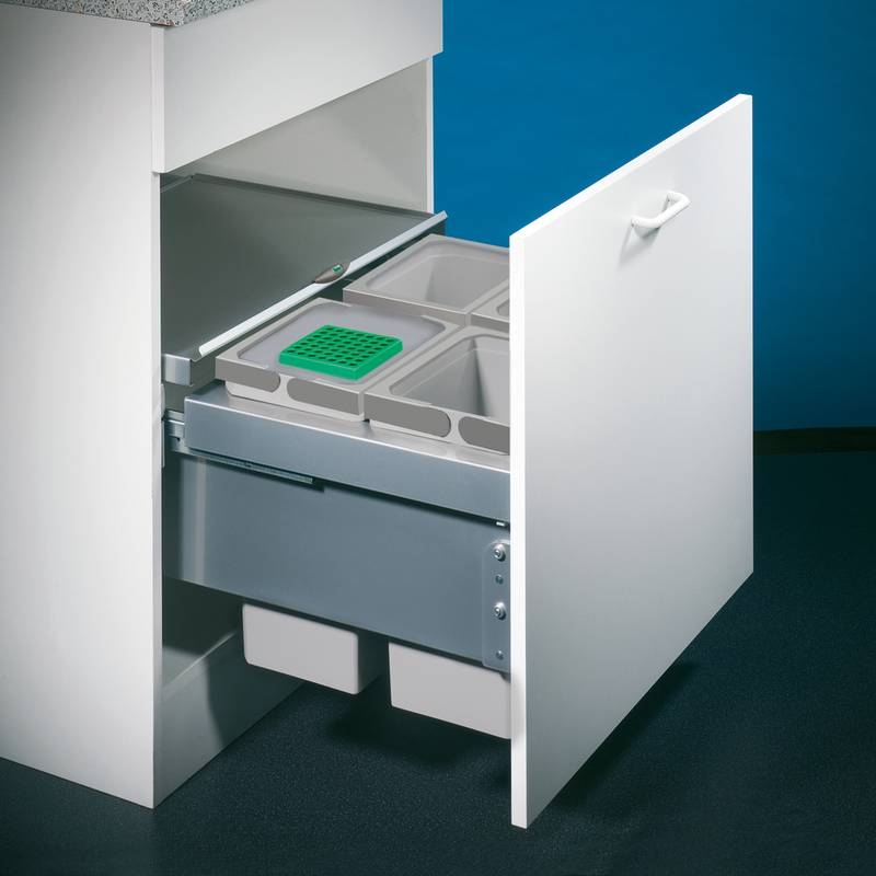 Naber Selectakit Cox Base 360 ​​S/600-4, front pull-out waste system, full extension, light gray, with organic lid, 8012317