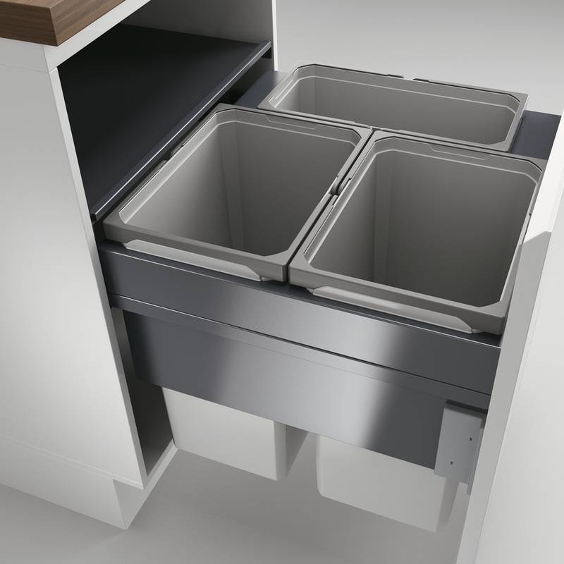 Naber Selectakit Cox Clan 490 / 600-6, front pull-out waste system, light gray, 8012384