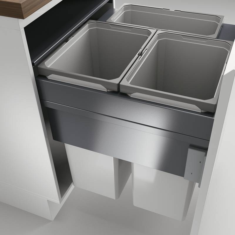 Naber Selectakit Cox Clan 580 / 600-3, front pull-out waste system, light gray, 8012391