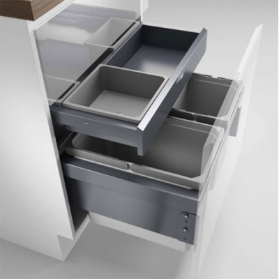 Naber Selectakit Cox Base 360 ​​​​S / 600-3 koos alusplaadiga, eest väljatõmmatav jäätmesüsteem, helehall, ilma biokatteta, 8012374