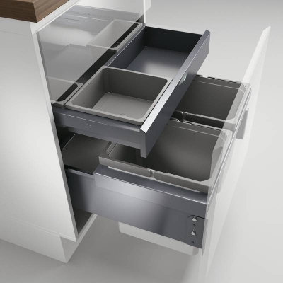 Naber Selectakit Cox Base 360 ​​​​K / 600-2 koos alusplaadiga, eesmine väljatõmmatav jäätmesüsteem, antratsiit, biokaanega, 8013803