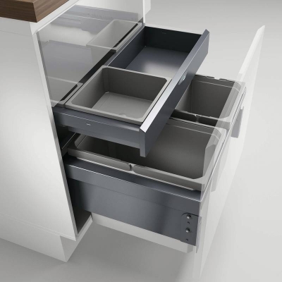 Naber Selectakit Cox Base 360 ​​S / 600-3 with base board, front pull-out waste system, anthracite, with bio-lid, 8013375