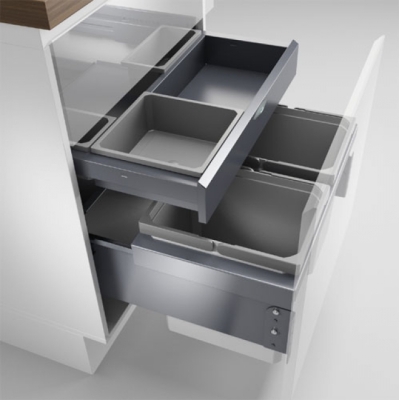 Naber Selectakit Cox Base 360 ​​​​K / 600-2 koos alusplaadiga, eest väljatõmmatav jäätmesüsteem, helehall, orgaanilise kaanega, 8012803