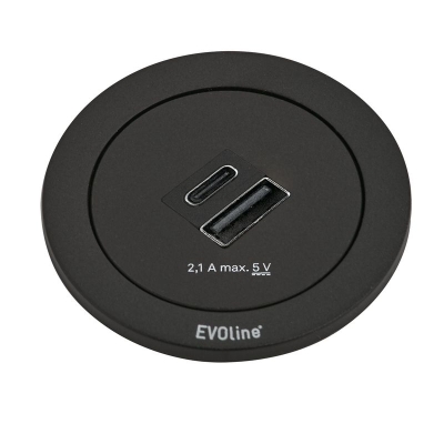 Naber Evoline® One double USB A+C, pistikupesa rõngas must, 7053182