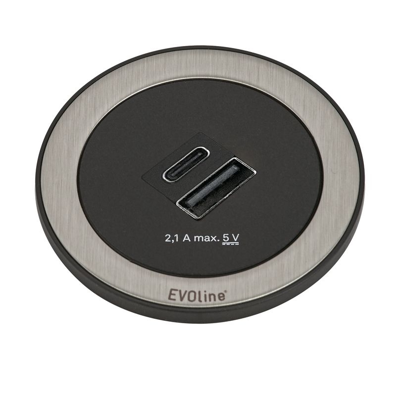 Naber Evoline® One double USB A+C, pesaelemendi rõngas harjatud roostevaba teras, 7053183