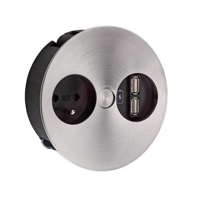 Naber Twist USB A, roostevabast terasest värvi pesaelement, Belgia prantsuse pistikupesaga, 7053173