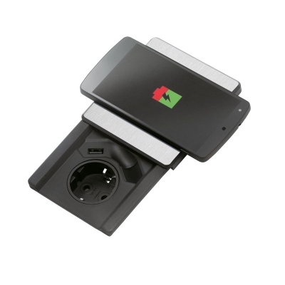 LUMICA Evoline Square USB A Qi, sisseehitatud roostevabast terasest pistikupesa, 8031158