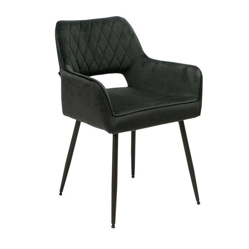 Naber Tablon Lera 1V chair, black frame, anthracite velvet cover, 3039020