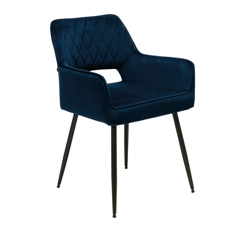 Naber Tablon Lera 1V chair, black frame, dark blue velvet cover, 3039018