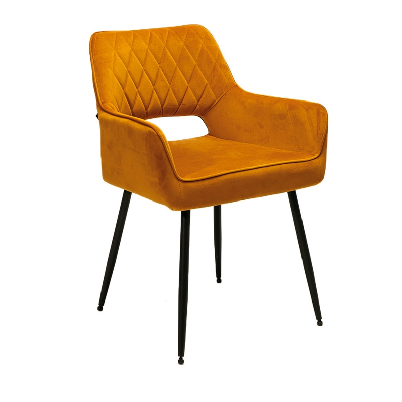 Naber Tablon Lera 1V chair, black frame, ocher yellow velvet cover, 3039021