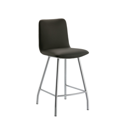 Naber Tablon Buccia 2K stool, stainless steel frame, dark gray cover, 3038314