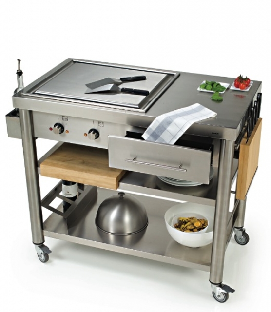 Jokodomus Teppanyaki grill trolley 2, stainless steel, 697110