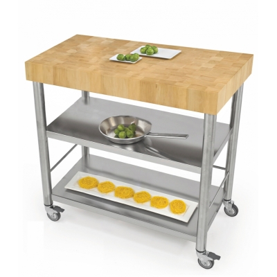 Jokodomus AUXILIUM köögikäru riiulite ja töötasapinnaga, roostevabast terasest sarvpuu, 692800