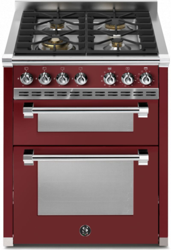 Аскот стальной 70/2, Плита, 70 см, Combisteam, Бордо, газовая варочная панель, AQ7SF-4BR, с гарантией 5 лет!