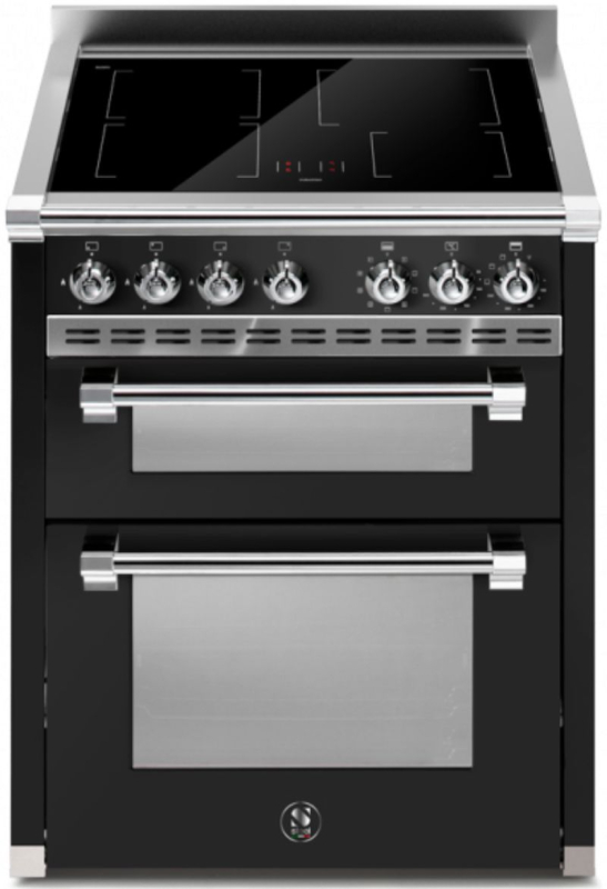 Steel Ascot 70/2, range cooker, 70 cm, Combisteam, Nero, induction hob, AQ7SF-4IBA, with 5 year guarantee!