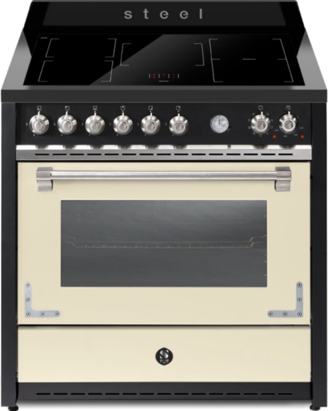 Steel Oxford 90, range cooker, 90 cm, multifunctional oven, crema, induction hob, X9F-5FIWCR, with 5 year guarantee!