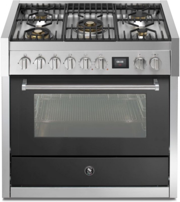 Steel Genesi 90, Range cooker, 90 cm, Combisteam, Anthracite, gas hob, GQ9S-4MAN, with 5 year guarantee!