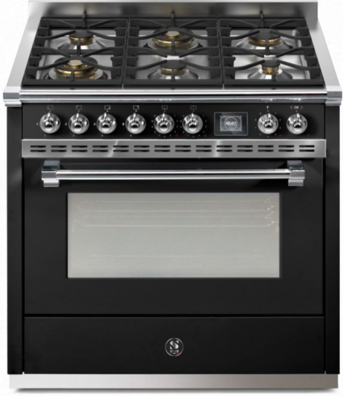 Steel Ascot 90, range cooker, 90 cm, Combisteam, Nero, gas hob, AQ9S-6WBA, with 5 year guarantee!
