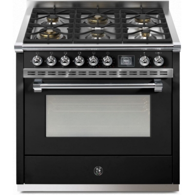 Steel Ascot 90, range cooker, 90 cm, Combisteam, Nero, gas hob, AQ9S-6WBA, with 5 year guarantee!