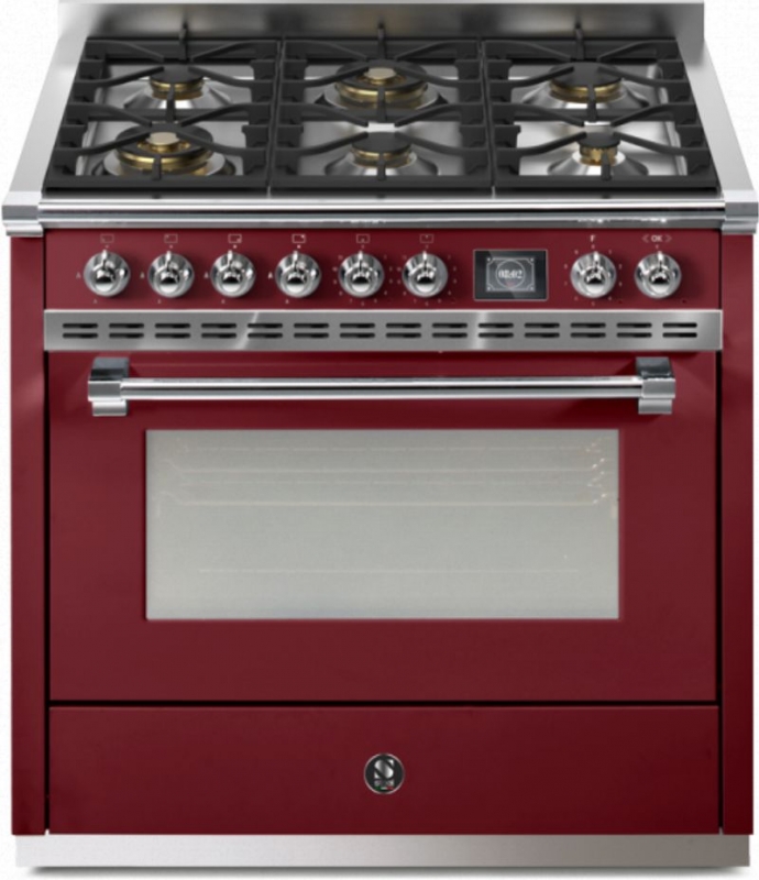 Steel Ascot 90, range cooker, 90 cm, Combisteam, Bordeaux, gas hob, AQ9S-6WBR, with 5 year guarantee!
