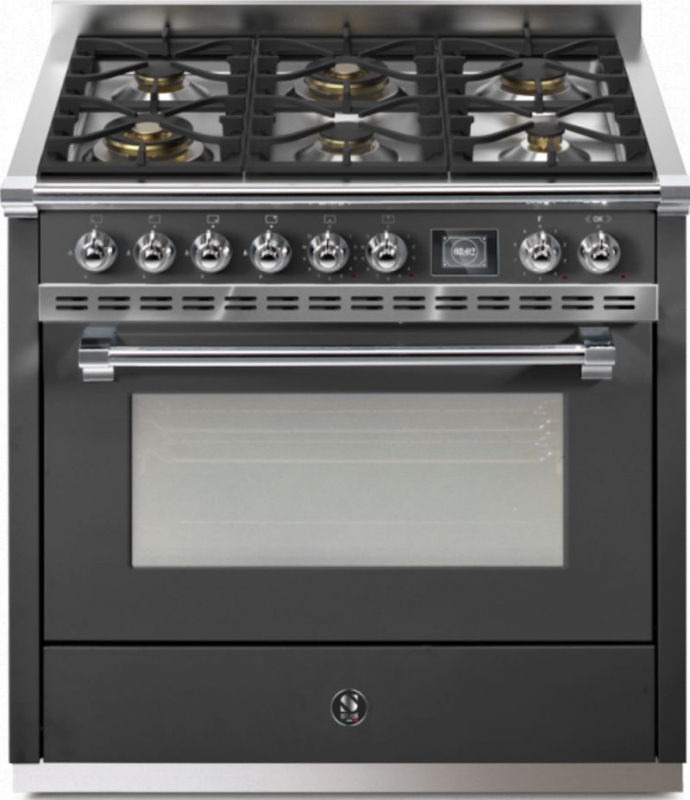 Steel Ascot 90, Range cooker, 90 cm, Combisteam, Anthracite, gas hob, AQ9S-6WAN, with 5 year guarantee!