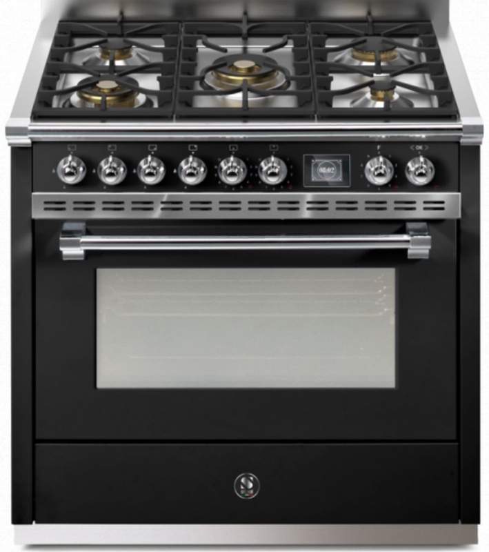 Steel Ascot 90, range cooker, 90 cm, Combisteam, Nero, gas hob, AQ9S-4MBA, with 5 year guarantee!